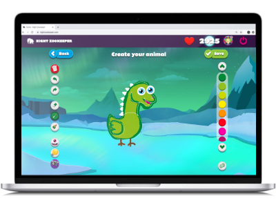 Animal Creator tool on Night Zookeeper, displayed on laptop screen.