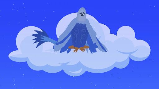 Bird sitting on a cloud