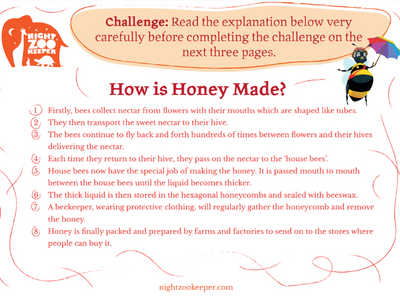 Explaination on how to make honey