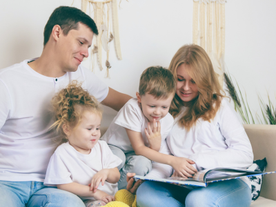 Family reading together