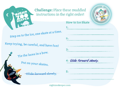 Activity for writing instructions on how to ice skate