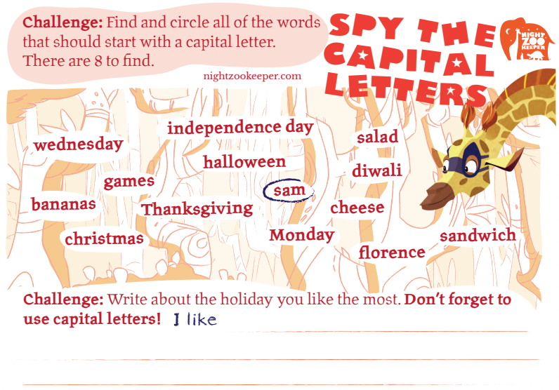 When to use capital letters night zookeeper