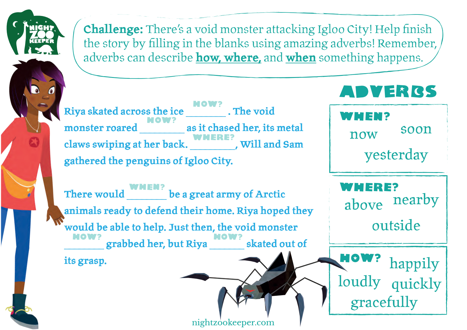 How, When, Where? When to Use Adverbs Night Zookeeper