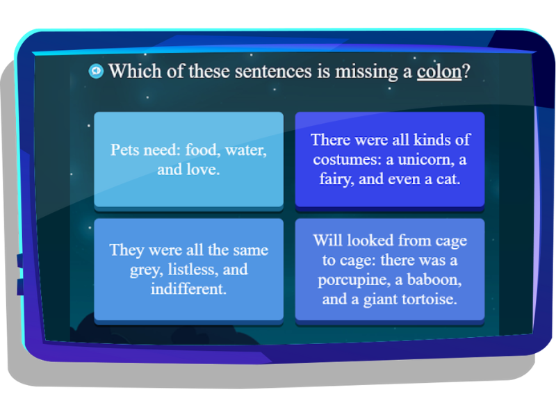Selecting sentences on Night Zookeeper game