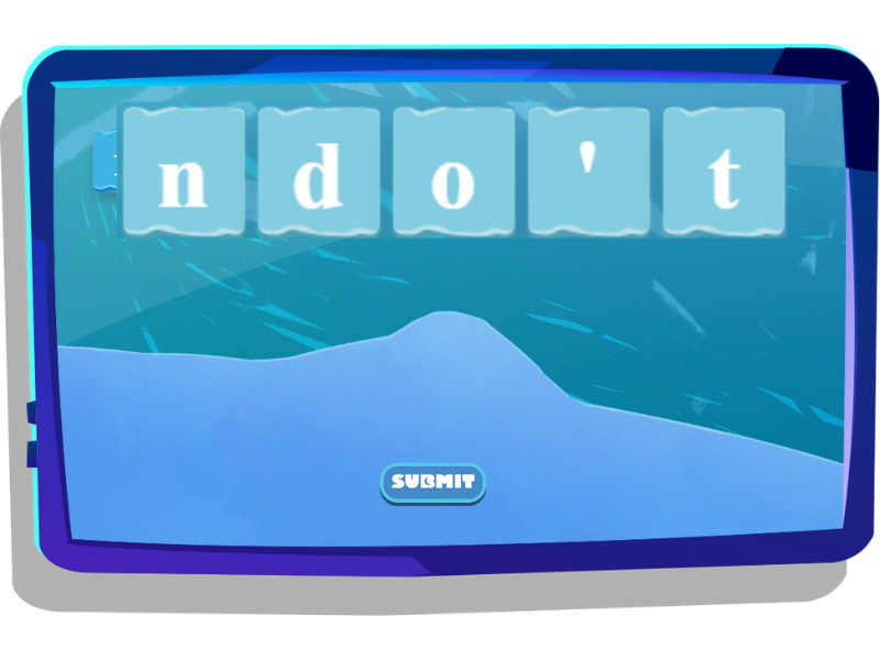 Unscramble the word activity on Nightzookeeper.com, displayed on tablet screen.