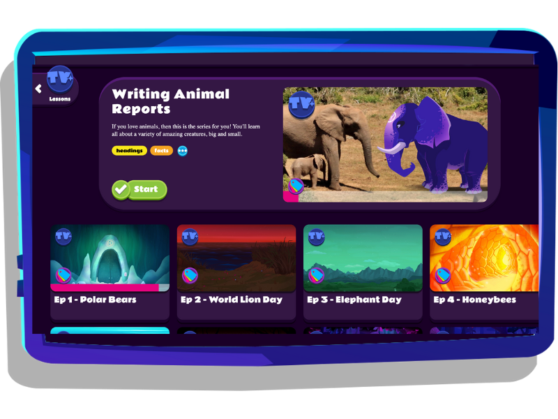 Informative writing lesson series on Nightzookeeper.com.
