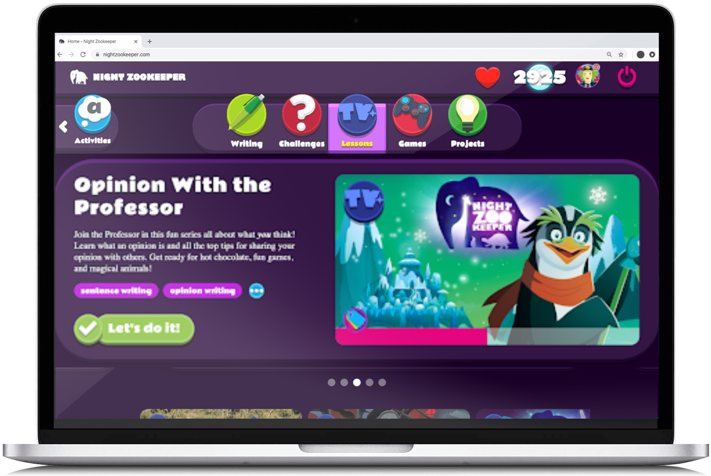 Opinion writing lesson series on Nightzookeeper.com.