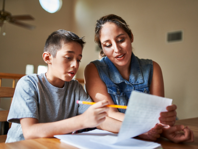 Parent and child working together