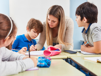 Children learning in class.