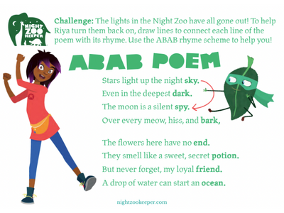 Infographic explaining ABAB rhyme scheme
