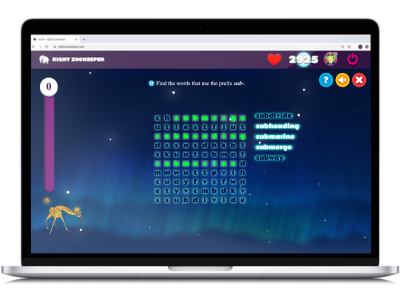 Star Search, a challenge on Night Zookeeper, displayed on laptop screen.