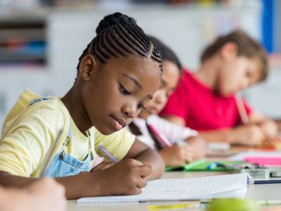 Children writing.