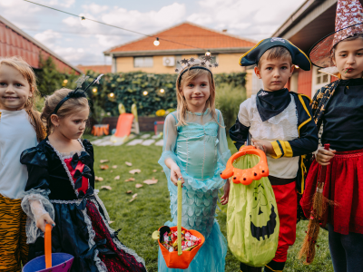 Children trick or treating.