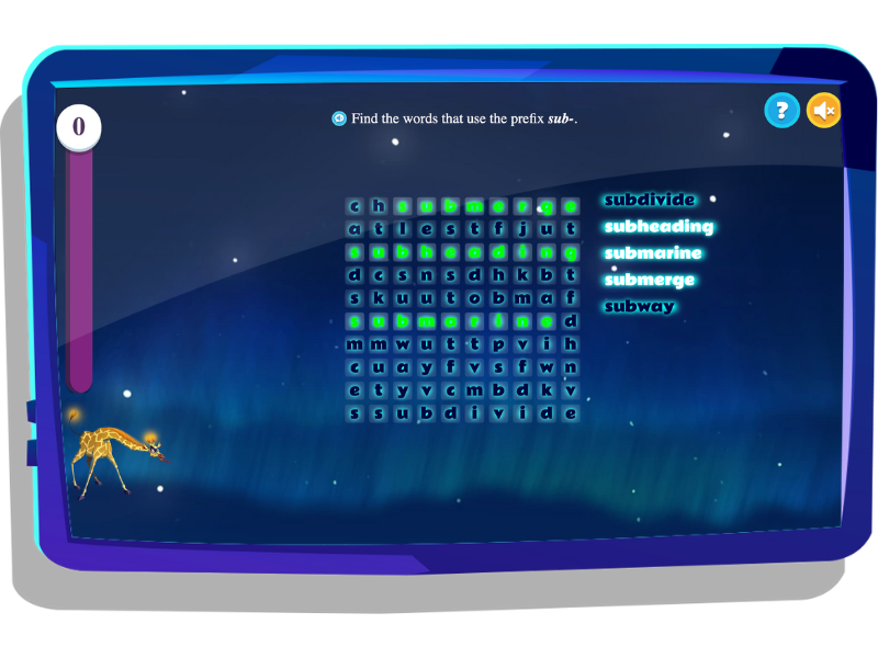 Star Search, a challenge on Night Zookeeper, displayed on tablet screen.