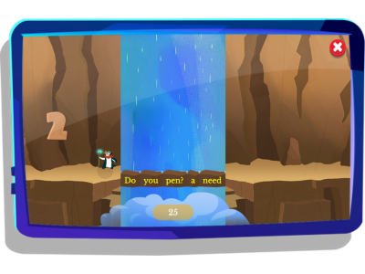 Waterfall Word Jumble game on Night Zookeeper.