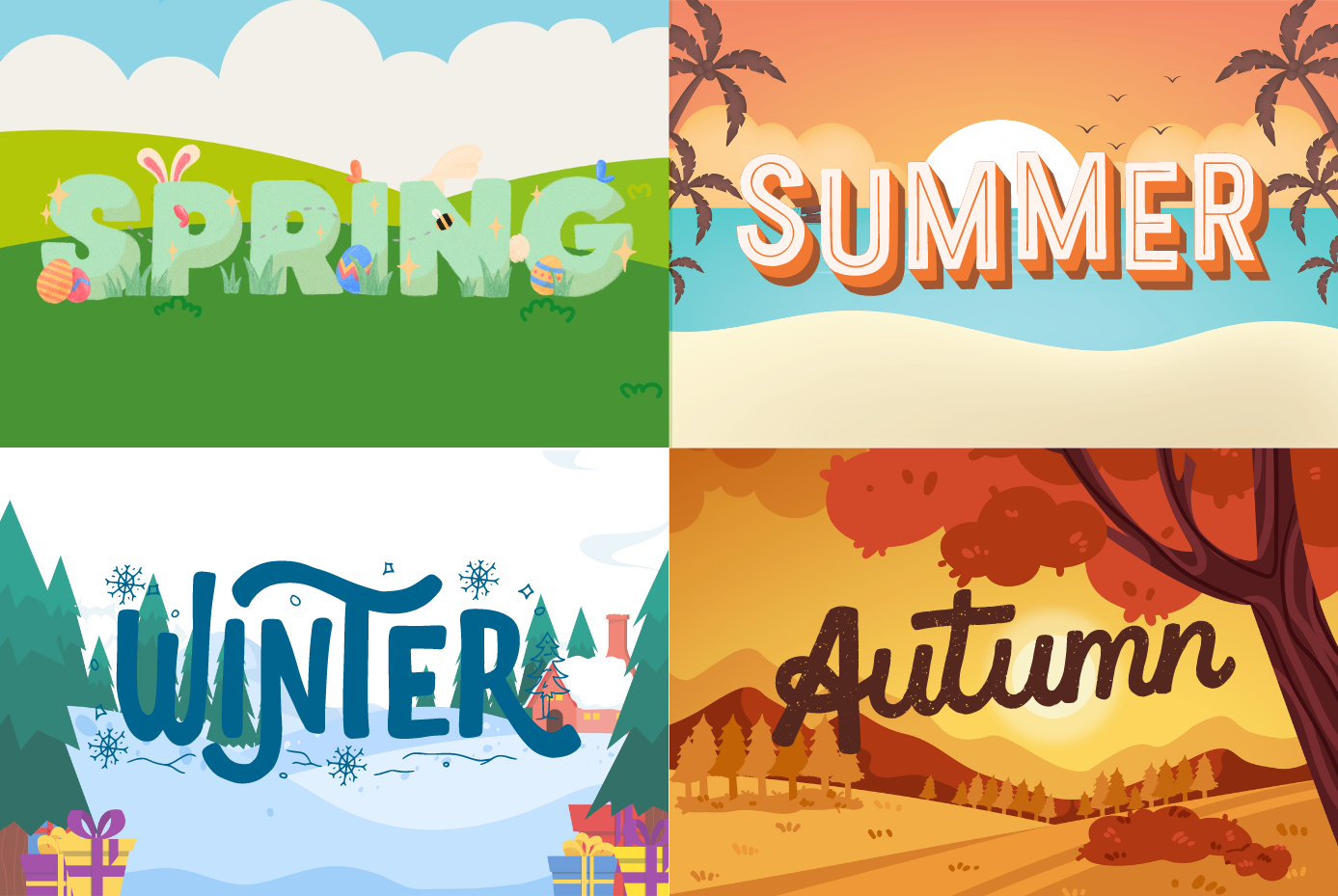 The four seasons: spring, summer, autumn, winter.