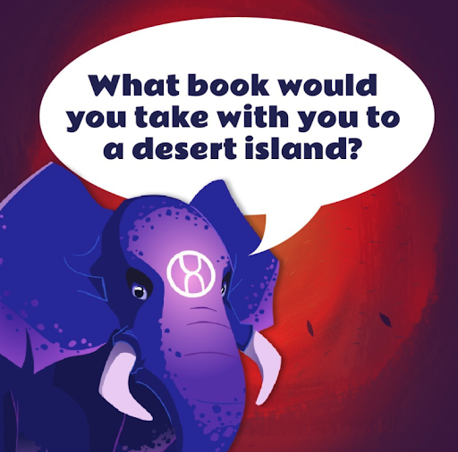 Maji asking what book you would take to an island