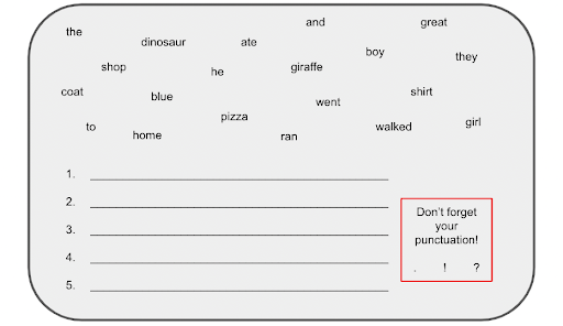 Activity to building sentences