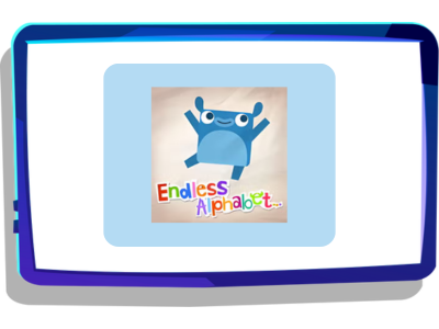 Endless Alphabet logo on Night Zookeeper tablet. 