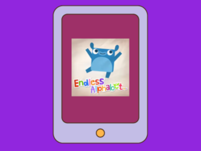 Tablet with Endless Alphabet app.