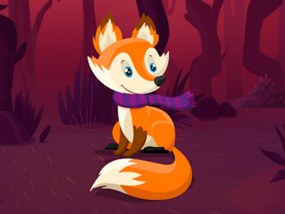 Fox sitting in the woods