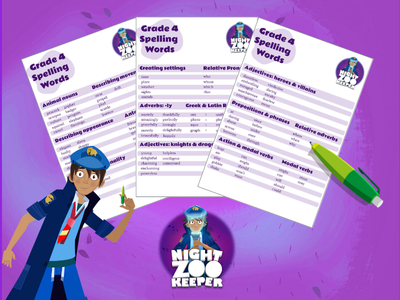 Grade 4 spelling words free printable worksheet.