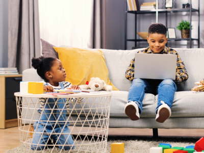 Children playing at home.