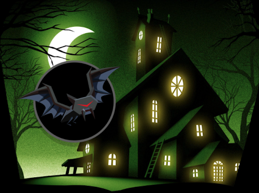 A bat with haunted house