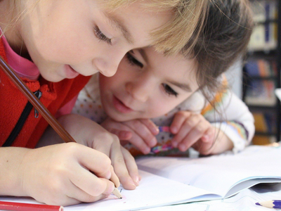 child writing a story