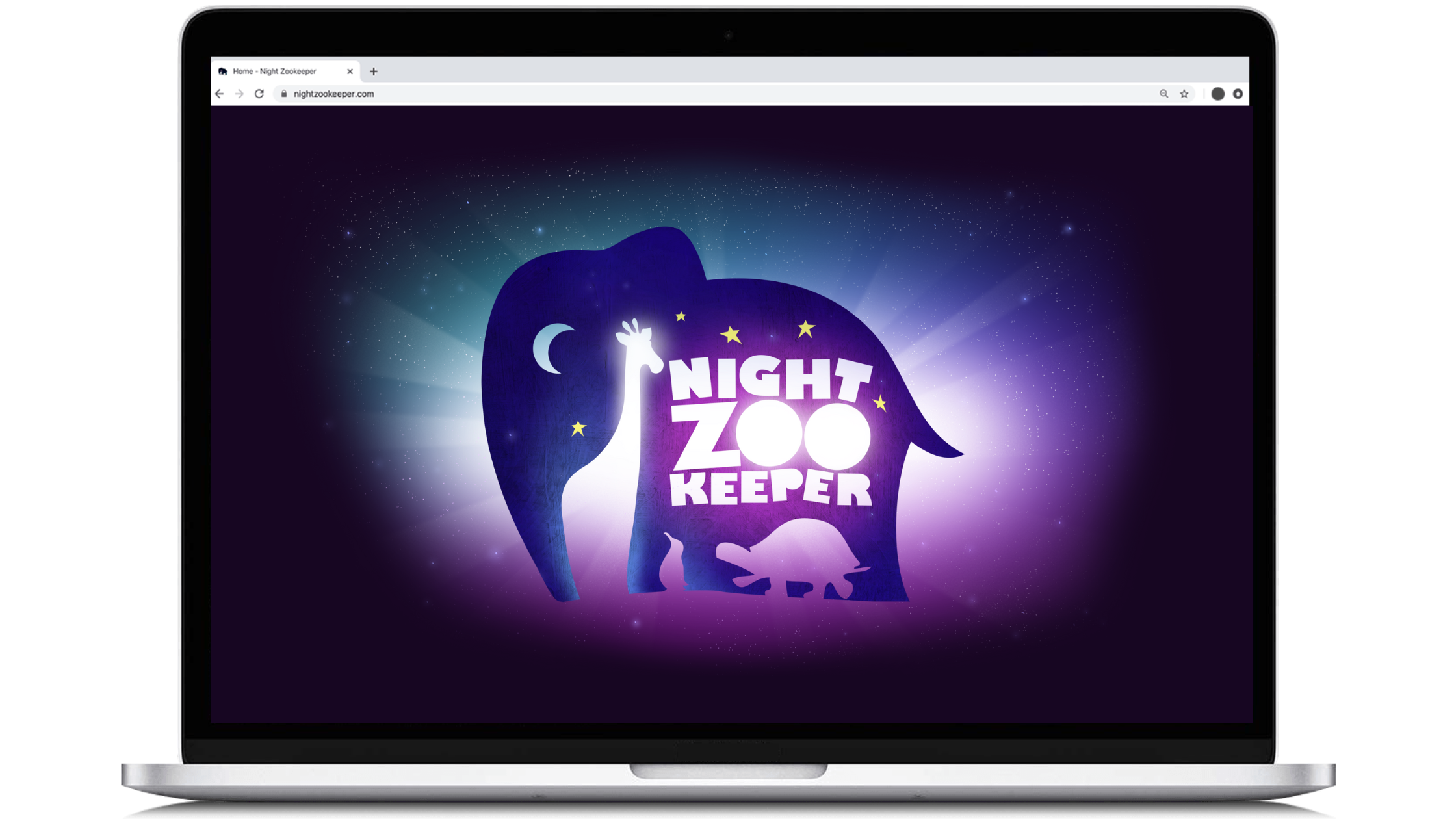 Night Zookeeper logo, displayed on laptop screen.