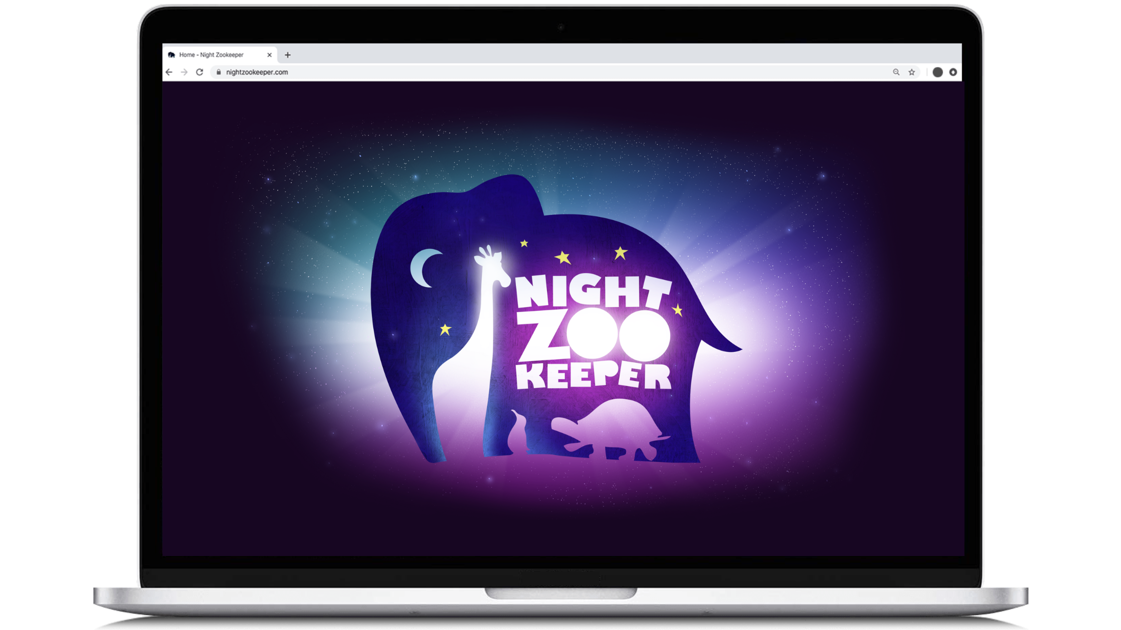 Night Zookeeper logo displayed on laptop screen.