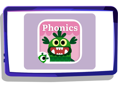 Teach your monster to read app on tablet screen.