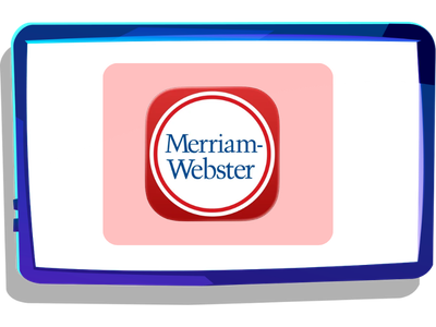 Merriam Webster Dictionary logo on tablet.