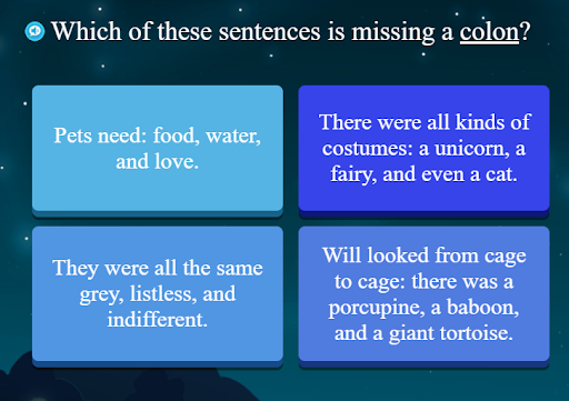 Selecting sentences on Night Zookeeper game