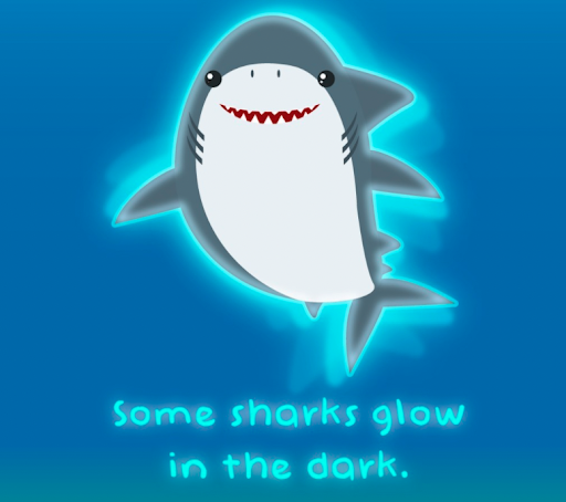 Shark glowing in the ocean