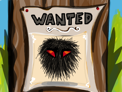 Wanted poster with fuzzy creature