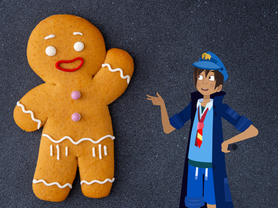 Night Zookeeper will with a giant gingerbread man cookie.